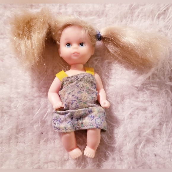 90s Steffi Simba Miniature Baby Doll with Overalls Vintage - Picture 2 of 11
